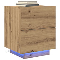 vidaXL Sängbord med LED-lampor artisan ek 45x40x55 cm