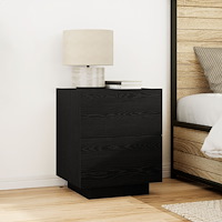 vidaXL sängbord med LED-ljus 2 st Svart ek 45x40x55 cm
