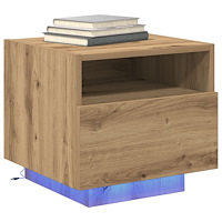 vidaXL Sängbord med LED-lampor 2 st artisan ek 40x39x37 cm