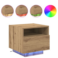 vidaXL Sängbord med LED-lampor 2 st artisan ek 40x39x37 cm