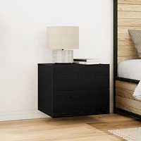 vidaXL Sängbord med LED-lampor väggmonterat svart ek 50x39x41 cm