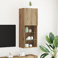 vidaXL TV-bänk med LED-lampor Artisan Ek 40,5x30x102 cm
