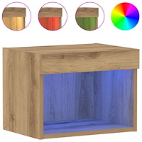 vidaXL Vägghylla med LED-lampor 2 st artisan ek 40x30x30 cm