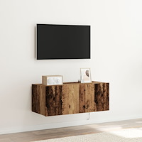 vidaXL TV Vägskåp med LED-belysning Gamla trä 80x35x31 cm