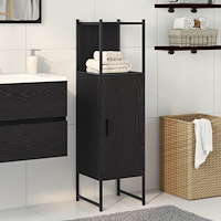vidaXL Badrumsskåp svart ek 33x33x120,5 cm konstruerat trä