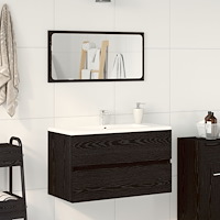 vidaXL Badrums Möbelset med låda 2 pcs Svart Ek 80 x 38.5 x 45 cm