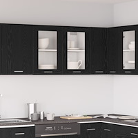 vidaXL Svart Ek Hängande Glas Skåp 80x31x60 cm Tillverkat av Konstruerat trä
