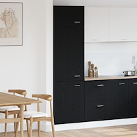 vidaXL Kylskåpsskåp i Svart Ek - 60x57x207 cm