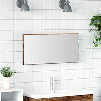 vidaXL Badrumsspegel med förvaringsskåp och LED återvunnet trä 80x37cm