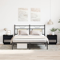 vidaXL Sängbord 2 st Svart Ek 45x34x49 cm Konstruerat trä