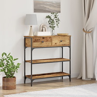 vidaXL Konsolbord återvunnet trä 72,5x25x75cm konstruerat trä och stål
