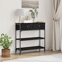 vidaXL Konsolbord svart ek 72,5x25x75 cm konstruerat trä och stål