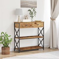 vidaXL Konsolbord återvunnet trä 75x28x75 cm konstruerat trä och stål