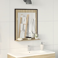 vidaXL Badrumsspegel med hylla sonoma-ek 50x12x60 cm konstruerat trä