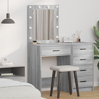 vidaXL Sminkbord med LED-lampor grå sonoma 50x41x135 cm