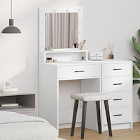 vidaXL Sminkbord med LED-lampor vit 50x41x135 cm