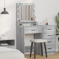 vidaXL Sminkbord med LED-lampor grå sonoma 50x41x135 cm