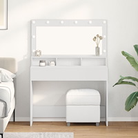 vidaXL Sminkbord med LED-lampor vit 100x41x135 cm