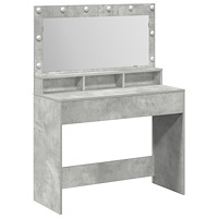 vidaXL Sminkbord med LED-lampor betonggrå 100x41x135 cm