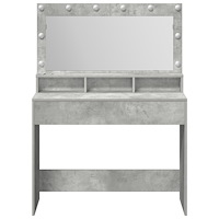 vidaXL Sminkbord med LED-lampor betonggrå 100x41x135 cm