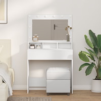 vidaXL Sminkbord med LED-lampor vit 79x41x135 cm
