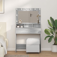 vidaXL Sminkbord med LED-lampor grå sonoma 79x41x135 cm