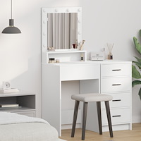 vidaXL Sminkbord med LED-lampor vit 50x41x135 cm