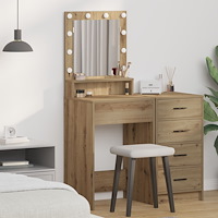 vidaXL Sminkbord med LED-lampor artisan ek 50x41x135 cm