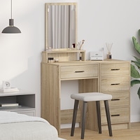 vidaXL Sminkbord med lådor sonoma-ek 50x41x140 cm