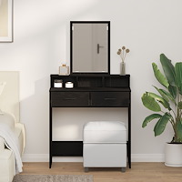 vidaXL Sminkbord med lådor Svart Ek 79x41x140 cm