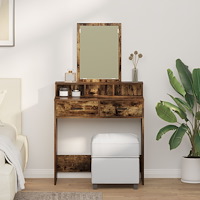 vidaXL Sminkbord med lådor rökt ek 79x41x140 cm