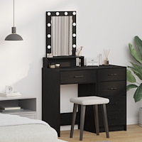 vidaXL Sminkbord med LED-lampor svart ek, 50x41x140 cm