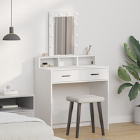 vidaXL Sminkbord med LED-lampor vit 79x41x140 cm