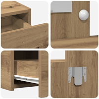 vidaXL Väggmonterat sminkbord med LED-lampor artisan ek