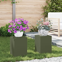 vidaXL Planteringslåda för utomhusbruk 2 st olivgrön 24x24x35 cm stål