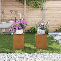 vidaXL Planteringslåda för utomhusbruk 2 st 24x24x35 cm väderbest.stål