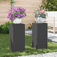 vidaXL Planteringslåda för utomhusbruk 2 st svart 24x24x55 cm stål
