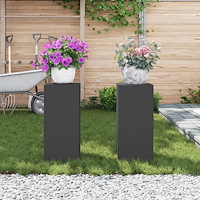 vidaXL Planteringslåda för utomhusbruk 2 st svart 24x24x55 cm stål