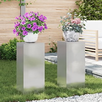 vidaXL Planteringslåda för utomhusbruk 2 st 24x24x55 cm rostfritt stål