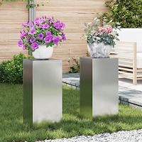vidaXL Planteringslåda för utomhusbruk 2 st 24x24x55 cm galvanis.stål