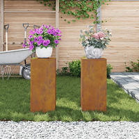 vidaXL Planteringslåda för utomhusbruk 2 st 24x24x55 cm väderbest.stål