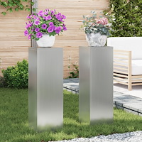 vidaXL Planteringslåda för utomhusbruk 2 st 24x24x75 cm galvanis.stål
