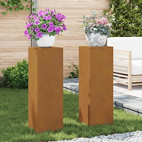 vidaXL Planteringslåda för utomhusbruk 2 st 24x24x75 cm väderbest.stål
