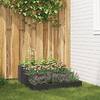 vidaXL Planteringslåda för utomhus 3-skikt 90x90x35 cm svart stål