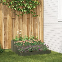 vidaXL Planteringslåda för utomhus 3-skikt 90x90x35 cm olivgrön stål