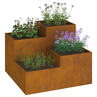vidaXL Planteringslåda för utomhusbruk 100x100x60 cm väderbeständ.stål