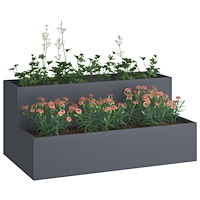 vidaXL Planteringslåda för utomhus 2-skikt 100x60x45 cm antracit stål