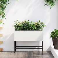 vidaXL Upphöjd Trädgårdsplanterare 60x26x45 cm Vit Stål
