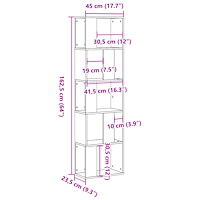 vidaXL Bokhylla 5 hyllplan svart ek 45x23,5x162,5 cm konstruerat trä