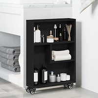 vidaXL Smal Förvaringsvagn Svart Ek 48x13x68 cm Konstruerat Trä